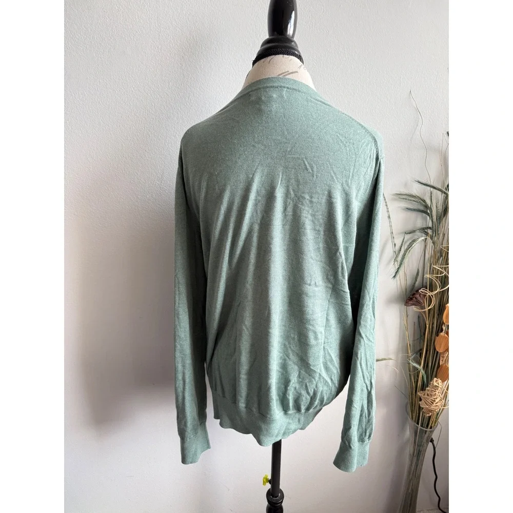 Banana Republic Luxury Blend Silk Cotton Cashmere V-Neck‎ Sweater Sage Green XL
